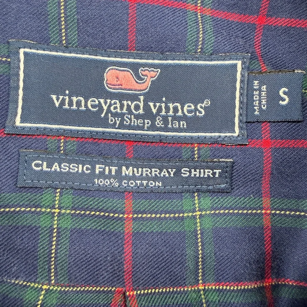 Vineyard Vines Button Down Mens S Blue Red Green Plaid Long Sleeve Cotton Shirt